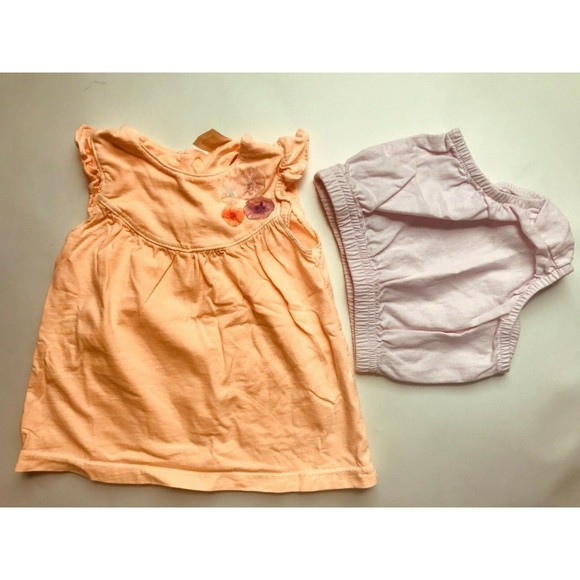 Girl's Size 3M 0-3 Months Two Piece Carter's Bright Peach Floral Dress Top, DC - Picture 1 of 6